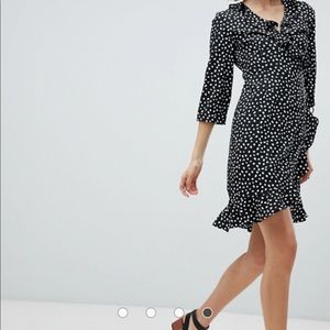 Black and white ruffle dress